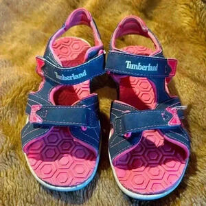 Timberland Open Toe Sandals, Navy Pink, US 1 / UK 13.5 Unisex Kid